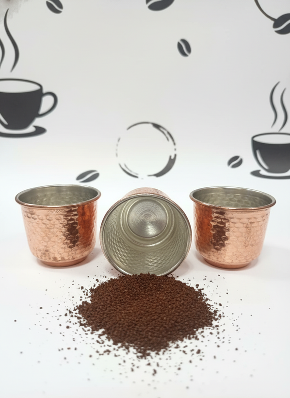 پک هدیه لاکچری ست قهوه خوری مسی دله و لیوان دمنوش و شات مسی 4 ارسال فوری